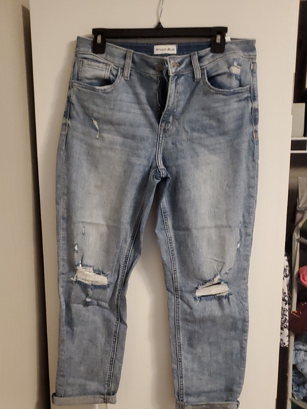 Studio Blue Light Wash Distressed Boyfriend Jeans